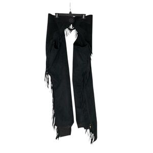 🌵Vintage Black Suede Leather Fringe Western Chaps🌵